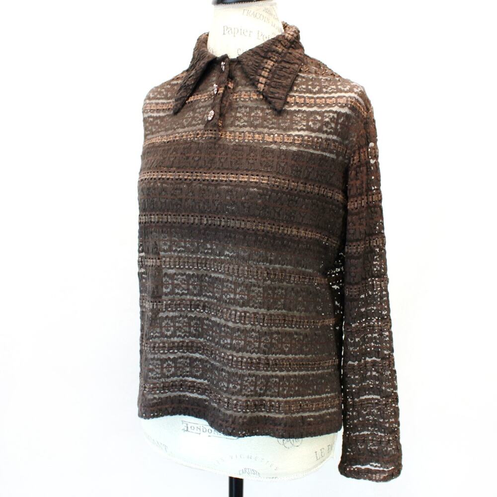 Ann Ferriday boutique designer Y2K lace collared whimsygoth blouse top one size